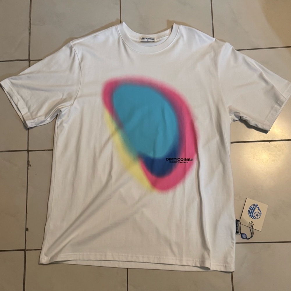 Men's White T-Shirt with Multicolor Design